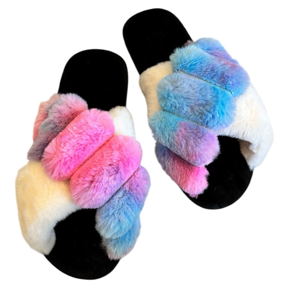 Colorful Faux Fur Women's Slippers